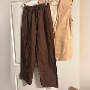 Massimo Dutti brown wide leg pant